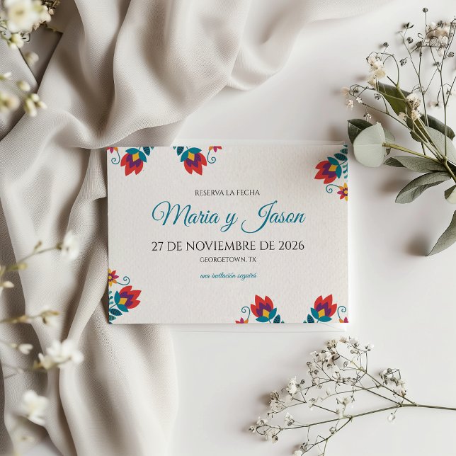 Fiesta Colourful Botanical Floral Spanish Wedding Save The Date (Fiesta Colorful Botanical Floral Spanish Wedding Save The Date)