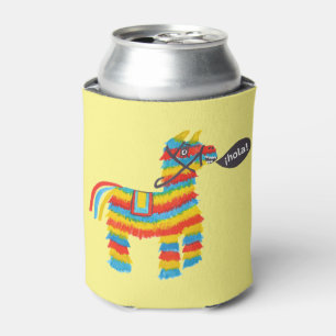 Fiesta colourful donkey piñata says hola can cooler