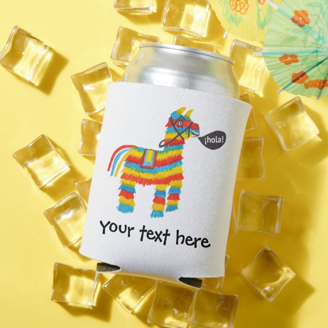 Fiesta Colourful Donkey Piñata says Hola CUSTOM Can Cooler (In Situ Summer)