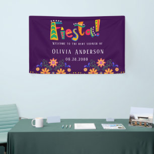 Fiesta Colourful Floral Baby Shower  Banner