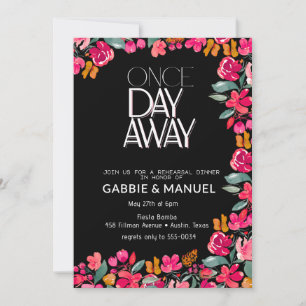 Fiesta Colourful Floral Black Rehearsal Dinner Invitation