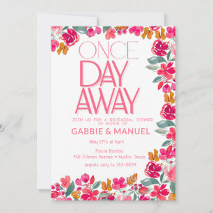 Fiesta Colourful Floral Black Rehearsal Dinner Invitation