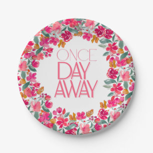 Fiesta Colourful Floral Black Rehearsal Dinner Paper Plate