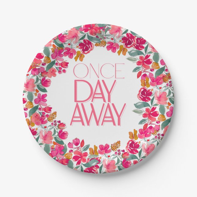 Fiesta Colourful Floral Black Rehearsal Dinner Paper Plate (Front)