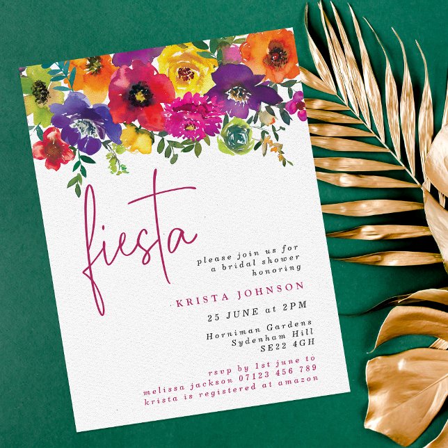 Fiesta Colourful Flowers Bridal Shower Invitation (Creator Uploaded)