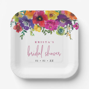 Fiesta Colourful Flowers Bridal Shower Paper Plate