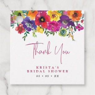 Fiesta Colourful Flowers Bridal Shower Thank You Favour Tags