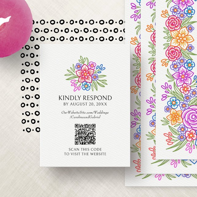 Fiesta Colourful RSVP QR Code Wedding Enclosure Card (Creator Uploaded)