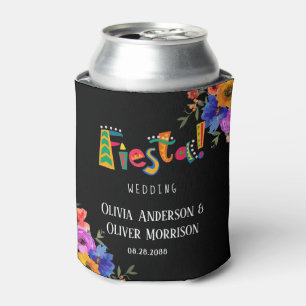 Fiesta Colourful Watercolor Floral Wedding Can Cooler