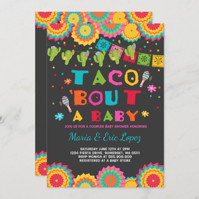 Fiesta Couples Baby Shower Invitation Co-ed Shower (Front/Back)