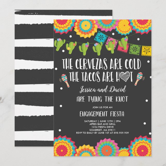 Fiesta Couples Engagement Party Bridal Fiesta Invi Invitation (Front/Back)
