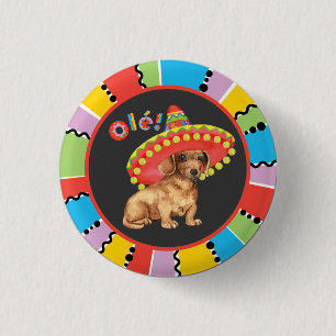 Fiesta Dachshund 1 Inch Round Button