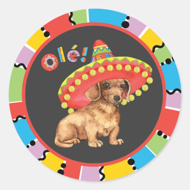 Fiesta Dachshund Classic Round Sticker (Front)