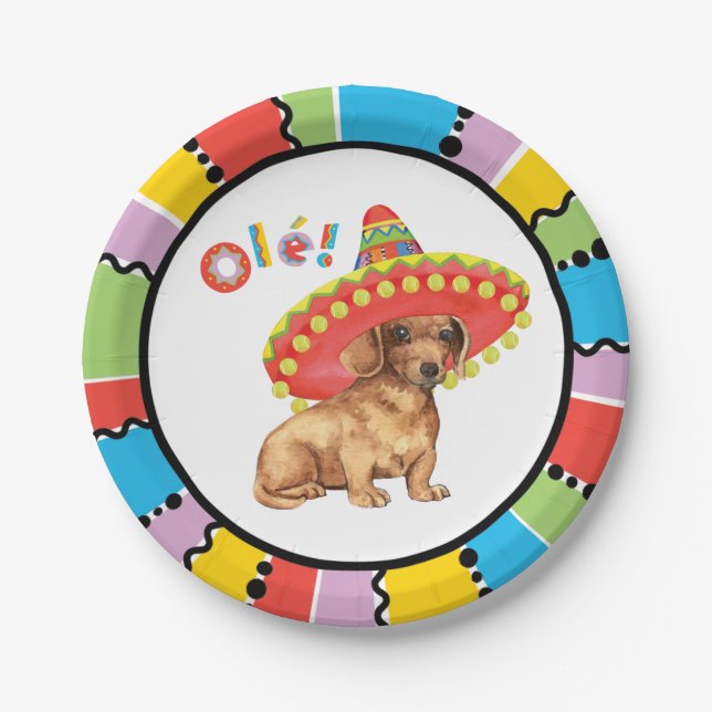 Fiesta Dachshund Paper Plate (Front)