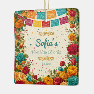 Fiesta de Colores Quinceanera, custom Ceramic Ornament