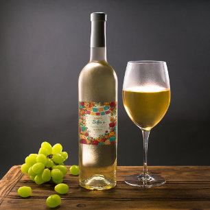 Fiesta de Colores Quinceanera, custom Wine Label
