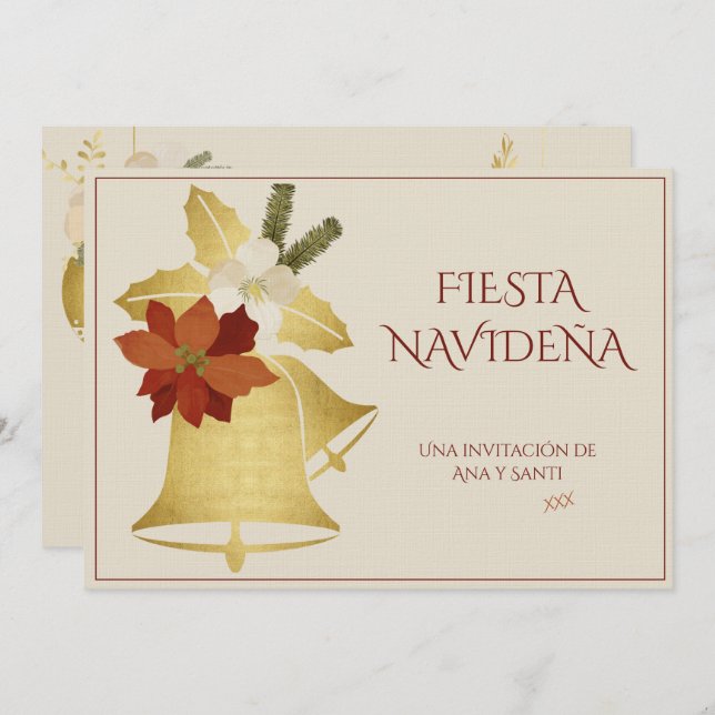 Fiesta de Navidad Elegante Decorada Invitation (Front/Back)