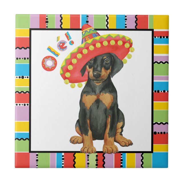 Fiesta Doberman Pinscher Ceramic Tile (Front)