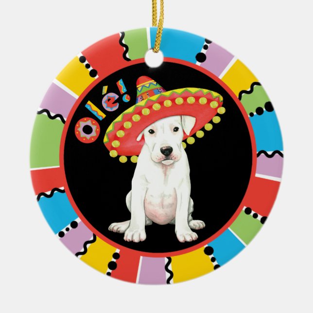 Fiesta Dogo Argentino Ceramic Ornament (Front)