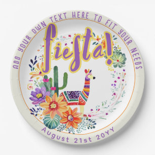 FIESTA Drama Llama Folkart Flowers Custom Paper Plate