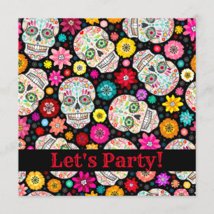 Fiesta du crâne de sucre coloré sur le Invitation 