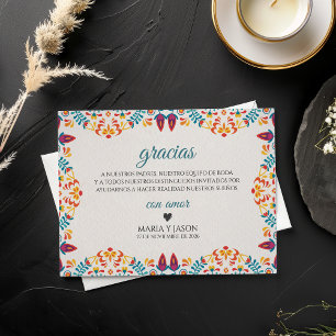 Fiesta Elegant Colorful Floral Spanish Wedding Thank You Card
