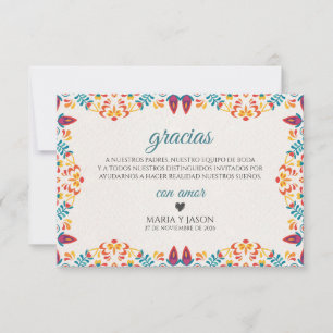Fiesta Elegant Colorful Floral Spanish Wedding Thank You Card