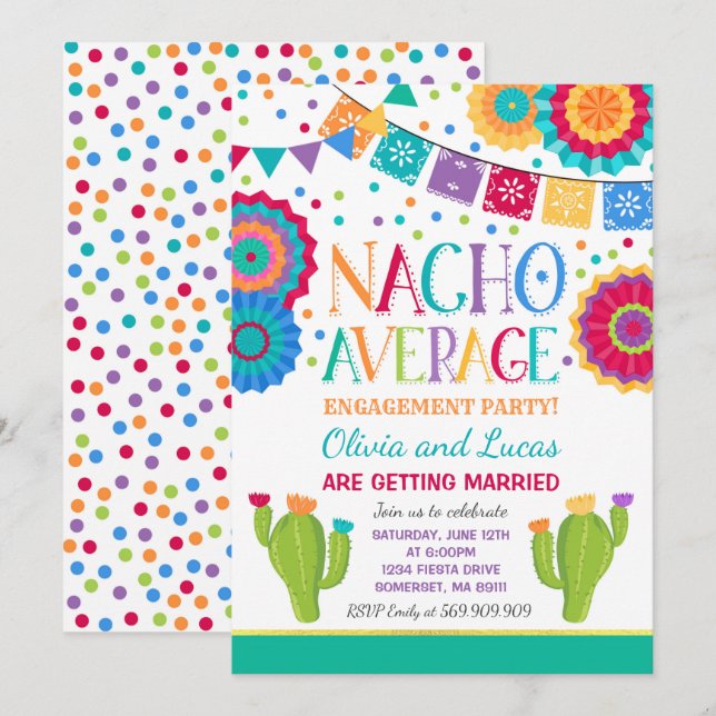 Fiesta Engagement Invitation Nacho Moyenne Party (Devant / Derrière)