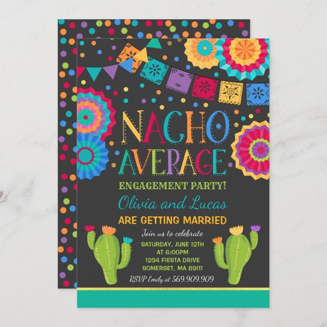 Fiesta Engagement Invitation Nacho Moyenne Party (Devant / Derrière)