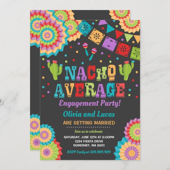 Fiesta Engagement Invitation Nacho Moyenne Party (Devant / Derrière)