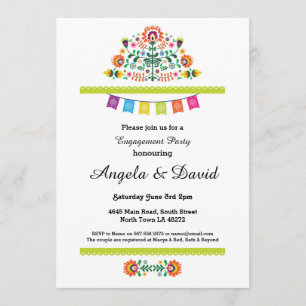 Fiesta Engagement Mexico Pattern Wedding Invites