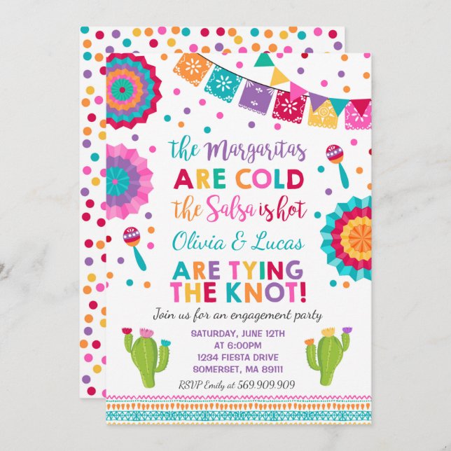 Fiesta Engagement Party Invitation Mexican Party (Front/Back)