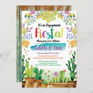 Fiesta engagement party invitation with cactus