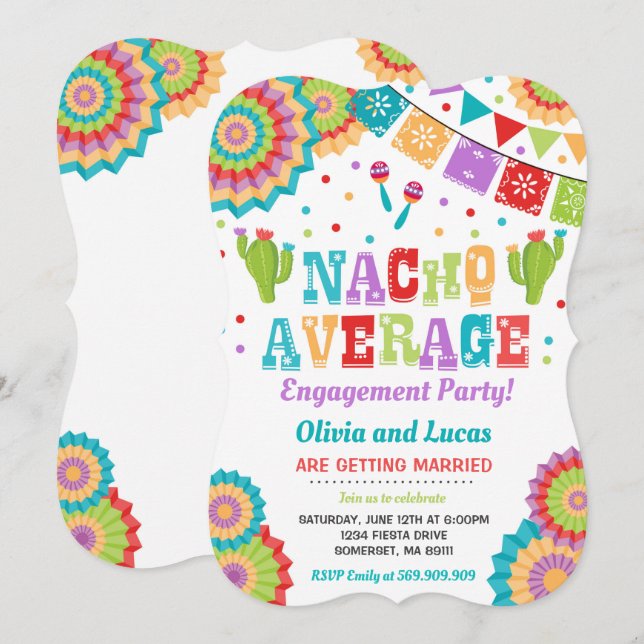 Fiesta Engagement Party Invite Nacho Average Party (Front/Back)