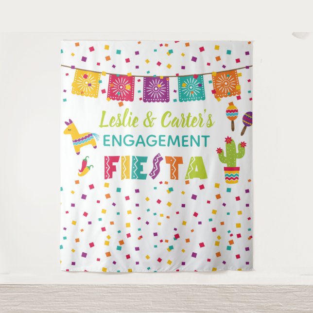 Fiesta Engagement Shower Backdrop - Pinata WH Tapestry (Front)