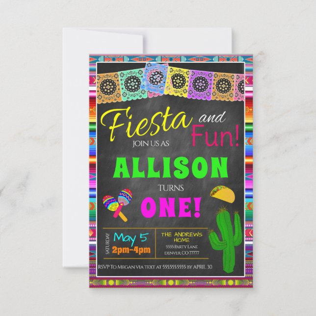 Fiesta et Amusement Invitation de premier annivers (Devant)
