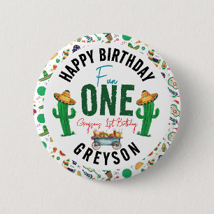 Fiesta First   1st Birthday Party 2 Inch Round Button