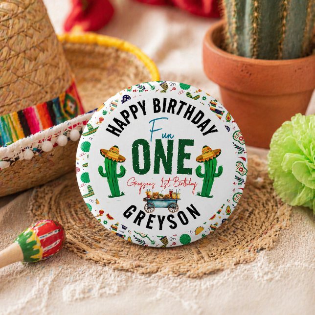 Fiesta First | 1st Birthday Party 2 Inch Round Button (Fiesta First | 1st Birthday Party Button)