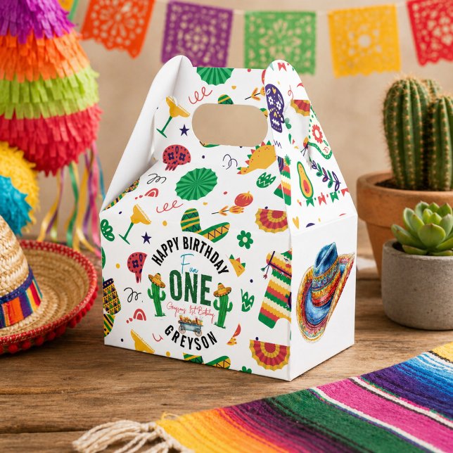 Fiesta First | 1st Birthday Party Favor Box (Fiesta First | 1st Birthday Party Favor Boxes)
