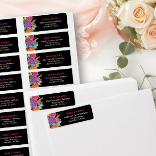Fiesta Fleur colorée Floral Black Adresse de retou