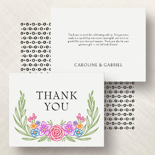 Fiesta Floral Colourful Wildflowers Wedding Thank You Card