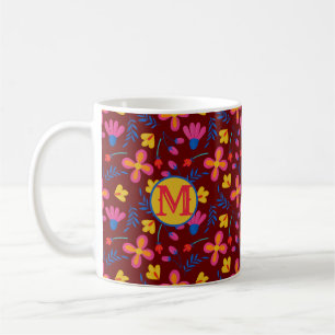 Fiesta Floral Customized Initial  Coffee Mug