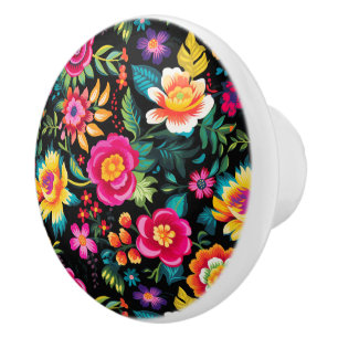 Fiesta Floral Extravaganza Ceramic Knob