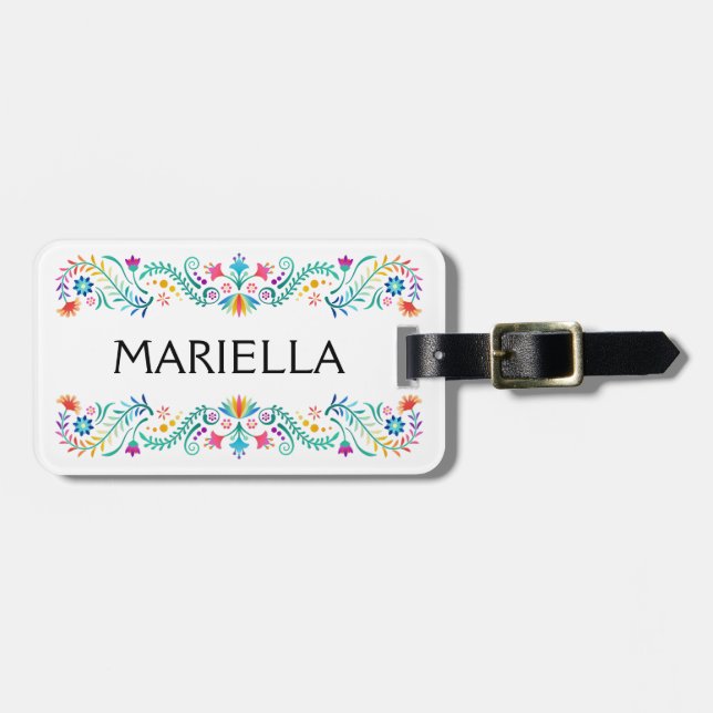 Fiesta Floral Luggage Tag (Front Horizontal)