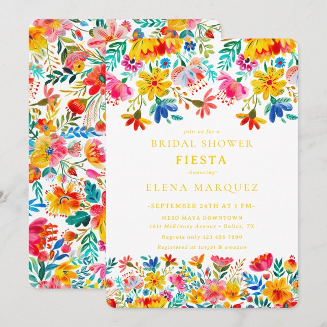  Fiesta Floral Watercolor Bridal Shower  Invitation (Front/Back)