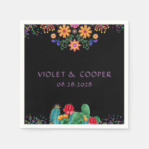 Fiesta Florals and Cactus Wedding Napkin