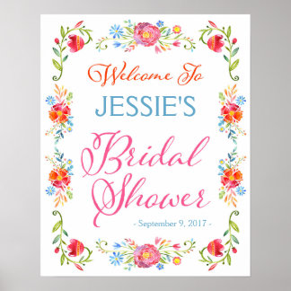 Fiesta Flower Bridal Shower Welcome Sign 16x20