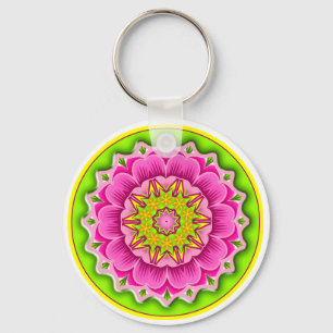 Fiesta Flower Round Keychain