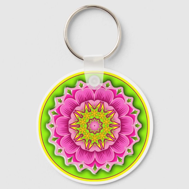 Fiesta Flower Round Keychain (Front)