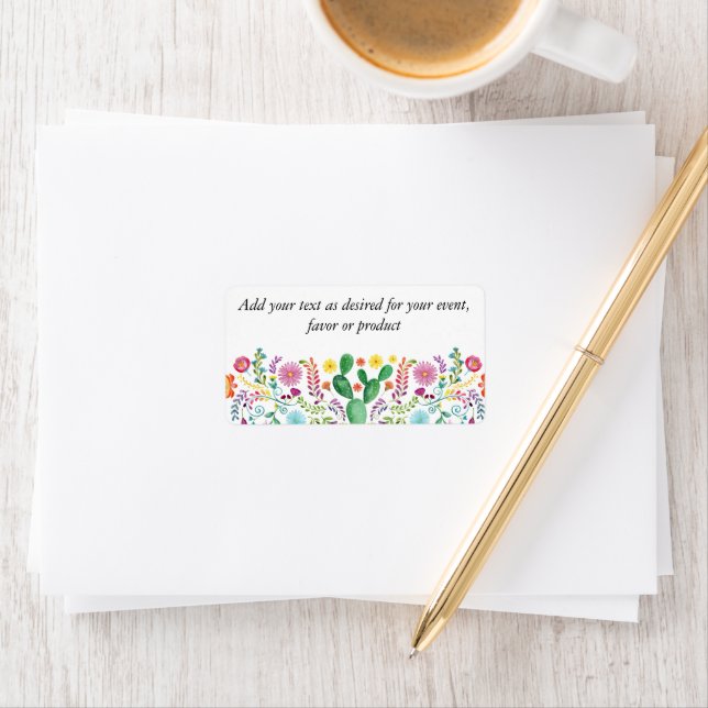 Fiesta Folk Art Floral Llama Wedding Customizable Label (Insitu)